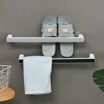 Free Punching Hair Towel Rack Toilet Wall Bath Towel Rack Wall-mounted Briefing Towel Rod Single Rod Home Slippers Shelf