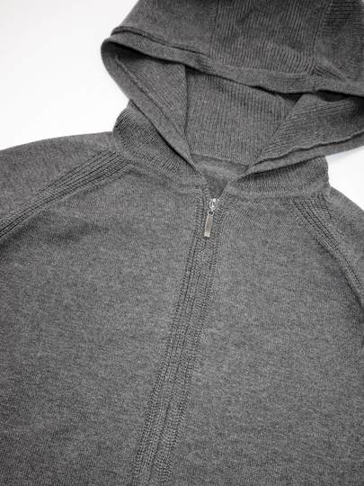 L&P-Stil, Old-Money-Stil, Sport-Stil, Reißverschluss, Kapuze, Strickpullover, Strickjacke, Grau, schlichter Frühling und Herbst für Männer und Frauen