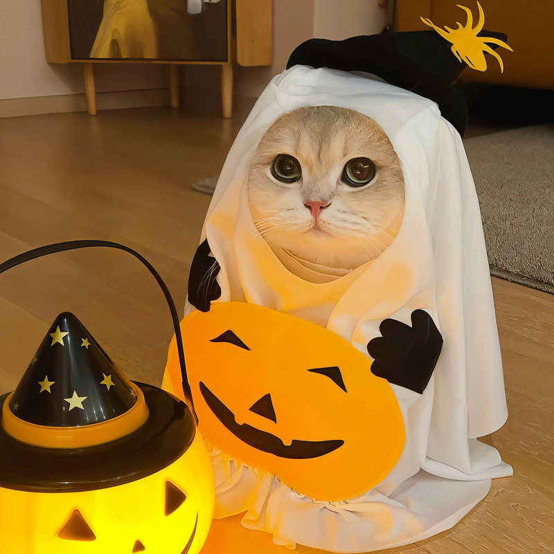 Halloween Pet Clothes, Funny Outfits for Cats and Dogs, Pumpkin Ghost Personalized Transformation Costumes, Photo Props Halloween Pet Clothes, Funny Outfits for Cats and Dogs, Pumpkin Ghost Personalized Transformation Costumes, Photo Props
