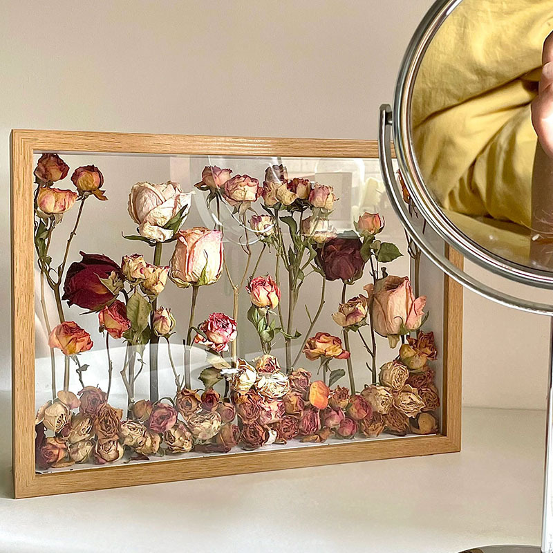 Dried Flower Photo Frame DIY Handmade Rose Preservation Frame Three-Dimensional Eternal Flower Transparent Hollow Double-Sided Display Stand Gift