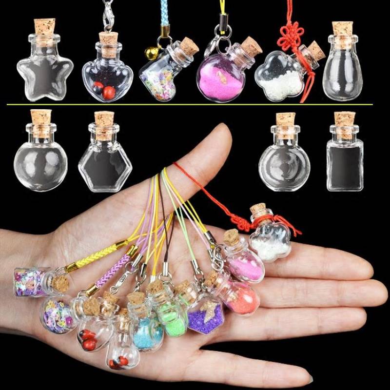 Mini glass bottle transparent Small number wood stopper May Bottle Seal Small Bottle Pendant Glass Bottle Pendant Bottle Necklace Bottle-Taobao