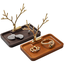 Solid wood entryway storage rack key jewelry storage tray ornaments antler jewelry rack desktop storage box