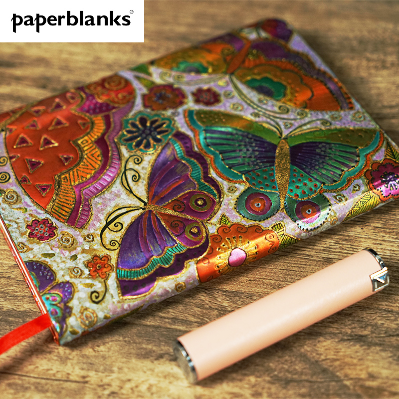 Paperblanks notebook medium midi butterfly butterfly flutterbyes horizontal horizontal cross-sectional wired in-page note book student stationery manuscript midi gift gift