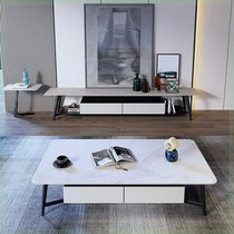 轻奢岩板茶几简约现代小户型客厅家用桌北欧设计师极简电视柜组合