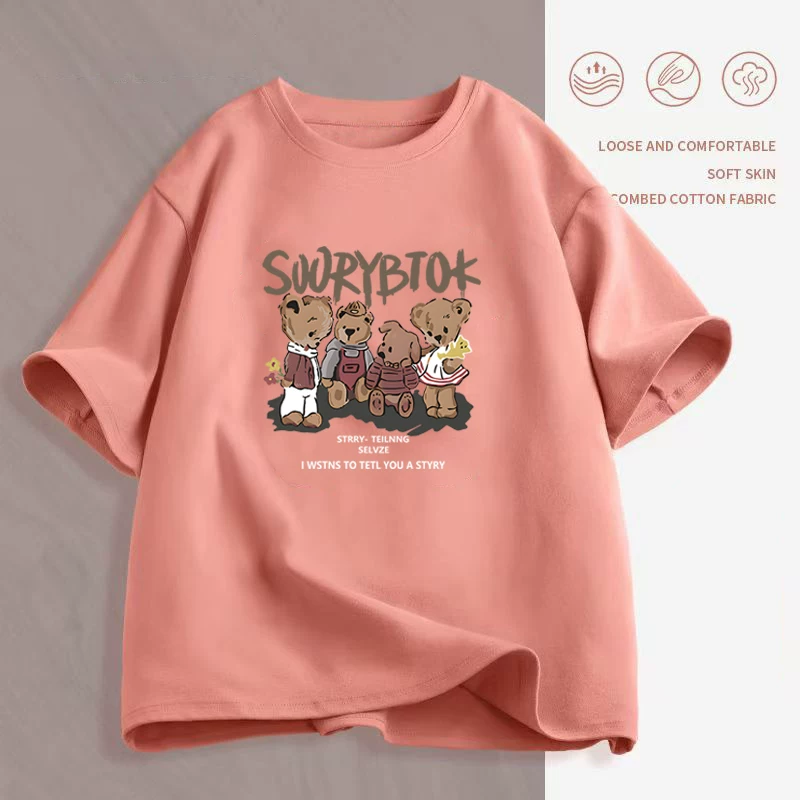 Футболка унисекс oversize с круглым воротом и коротким рукавом, летняя с мультяшным принтом, размеры M–2XL