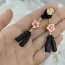 Peach blossom one-word cheongsam Chinese style hand-woven winding pipa long tail braid cloth buckle Tang suit Hanfu national style buckle