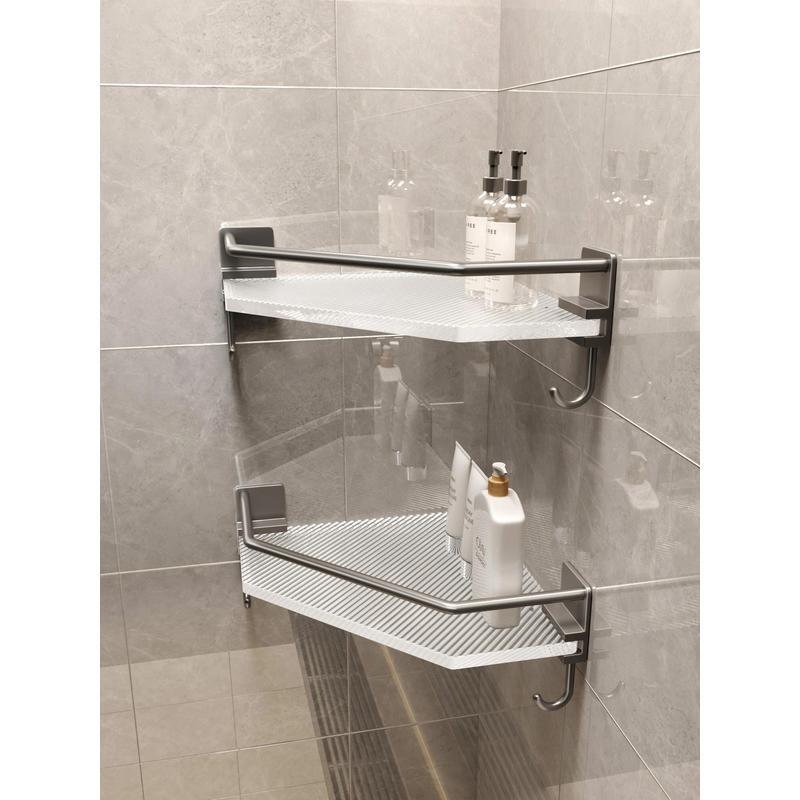 Oulaini Runze Bathroom Drainage Triangular Rack Acrylic Corner Shampoo Storage Rack Bathroom Shelf