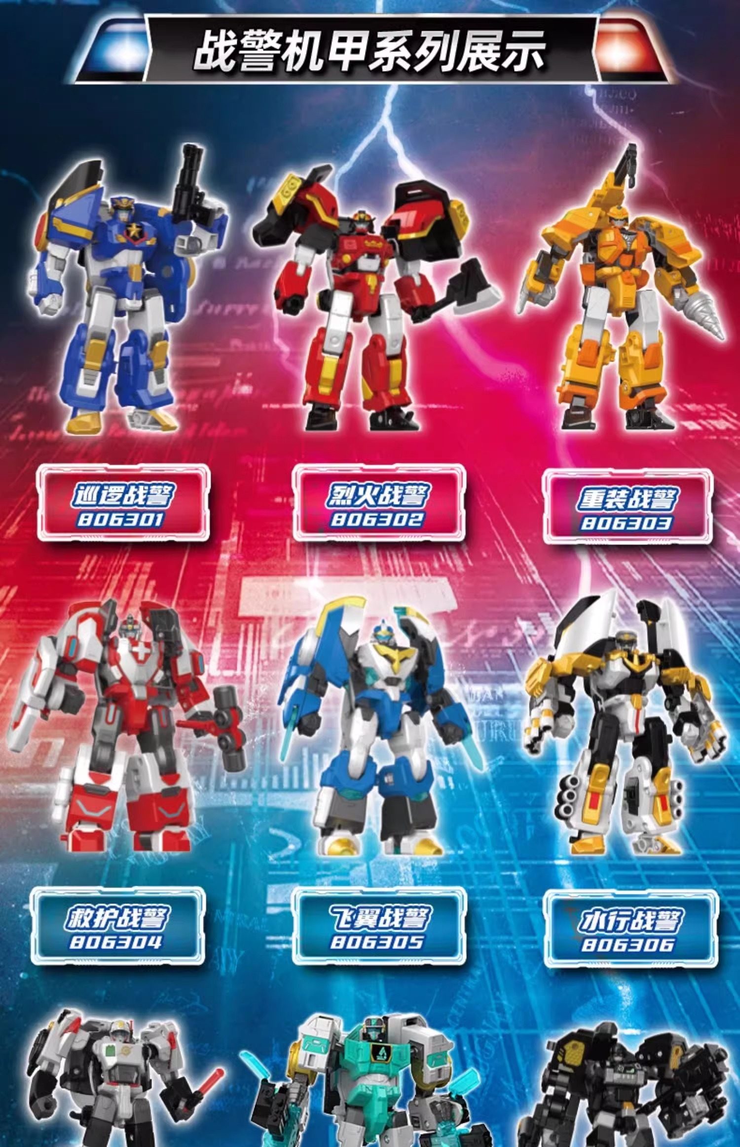 Mini Force 7 Super Patrol Power 5-in-1 Combiner Police King Robot