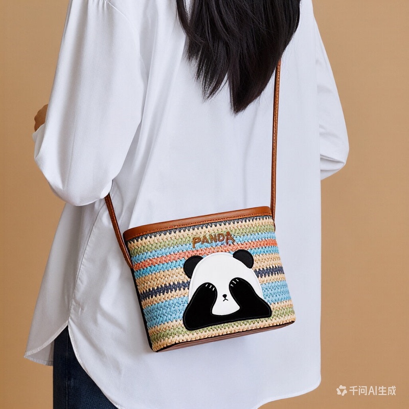 Authentic Panda Bag Rainbow Faux Leather Shoulder Crossbody Tote Bag Chengdu Souvenir Gift for Friends Authentic Panda Bag Rainbow Faux Leather Shoulder Crossbody Tote Bag Chengdu Souvenir Gift for Friends