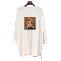 Maternity wear pure cotton long-sleeved T-shirt mid-length 2024 new loose casual slit bottoming shirt top spring and autumn