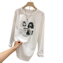 2024 new maternity wear brushed long-sleeved T-shirt mid-length loose casual thickened cotton bottoming shirt autumn and winter