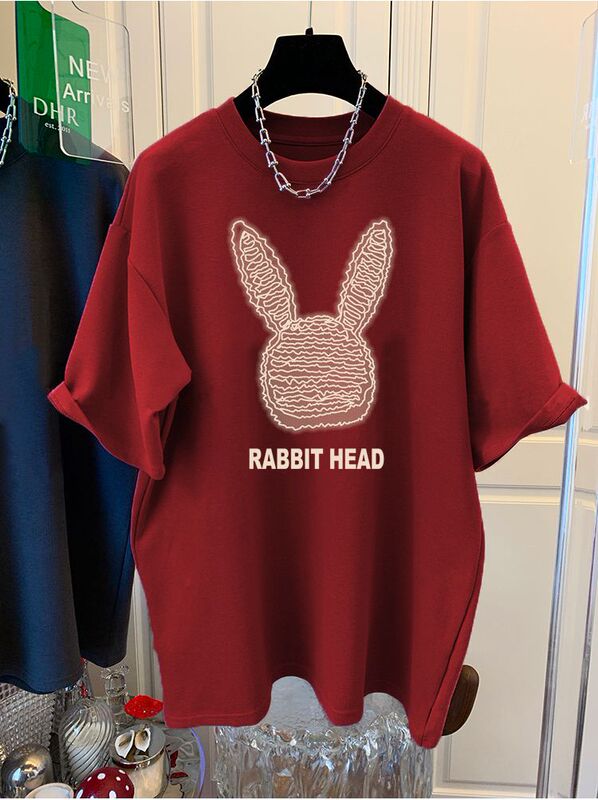 2026 New Maternity Spring Clothing Brushed Short-Sleeved T-Shirt for Women, Loose Casual Stylish Red Versatile Top for Autumn and Winter