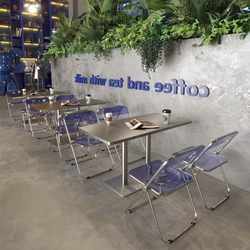 Stainless Steel Table and Chair Combination Stool Fast Milk Tea Shop Small Round Table Small Square Table Cafe Rectangular Table Household Small Round Stool