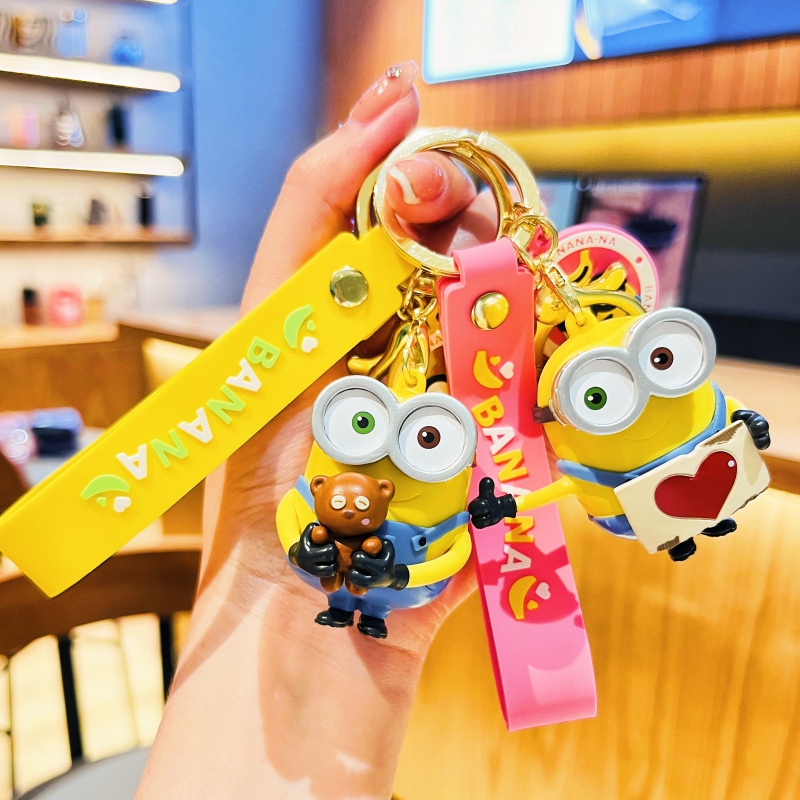 Authentic High-End Minions Keychain Pendant for Women, Exquisite Backpack Decoration, Cute Cartoon Couple Style Keychain for Men