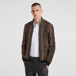 ANDREW MACKENZIE ແຟຊັ່ນຜູ້ຊາຍອີຕາລີ jacquard stand collar knitted cardigan for men 551062144901