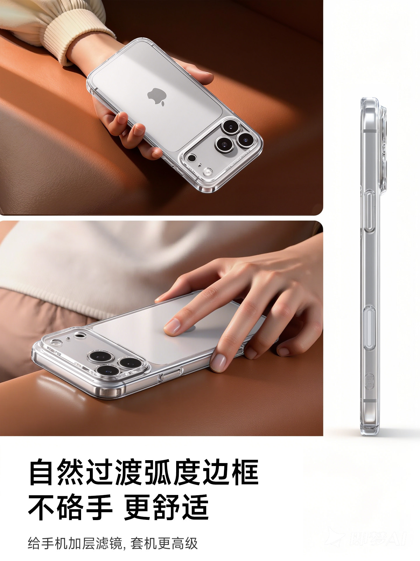 [Ice Crystal Original Case] Diman Compatible Apple 17 Pro Max Phone Case New Model iPhone 16 Transparent Lens Full Coverage 15Pm Case Shockproof Ip13 Protective Cover 14 Plus Ultra-Thin Heat Dissipation