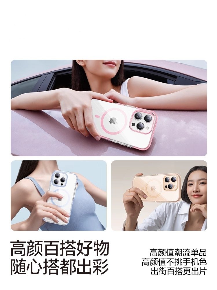 [Colorful Airbag]Diman Is Suitable for Apple 16 Pro Max Phone Case, iPhone 17 Pro New Transparent Magsafe Magnetic Protective Case, Couple Niche Stylish Case Suitable for Summer