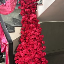 结婚装饰diy玫瑰瀑布楼梯扶手装扮拉花婚房院子布置婚礼出片道具