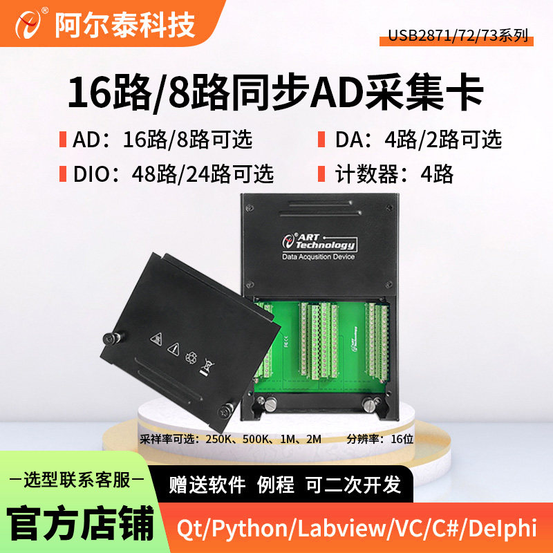 16-канальная плата синхронного аналогового сбора данных USB2871/2872/73 с частотой дискретизации 2 мбит/с, 16 бит Изображение 1