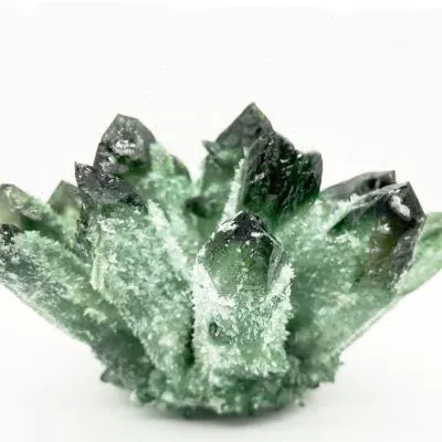 Белый кристаллический кластер, зеленый призрак, зеленый кристаллический кластер, украшения из необработанного камня, размагниченный камень, странный камень, украшения для дома, украшение
