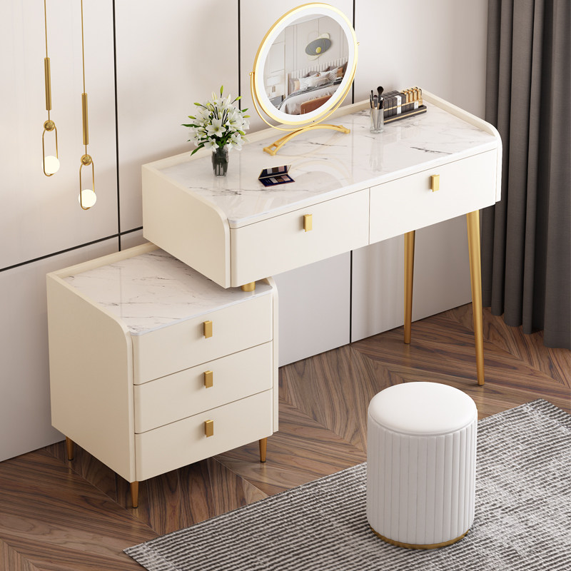 Whole dress light extravagant minimalist with modern solid wood rock plate dresser small family Nordic make-up table 2022 mesh red makeup table 