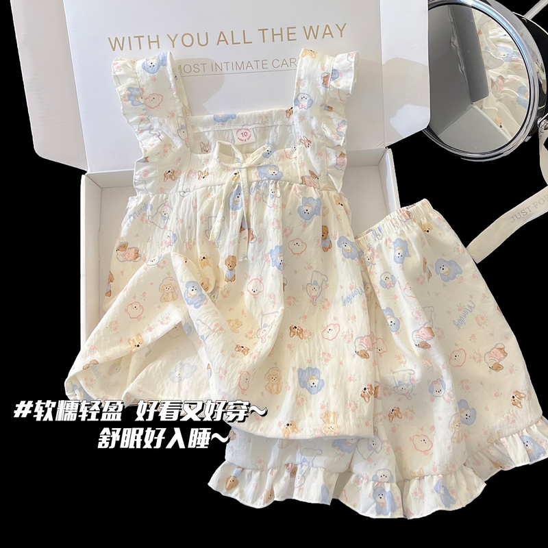 Strappy Children's Pajamas for Girls 2026 New Summer Cartoon Princess Style Sweet and Cute Girls' Tank Top Loungewear