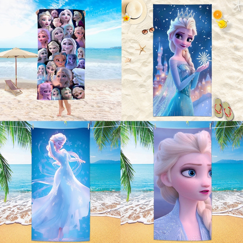 Princess Elsa Beach Towel Printed with Water-Absorbent Frozen Design, Elsa Queen Children's Bath Towel