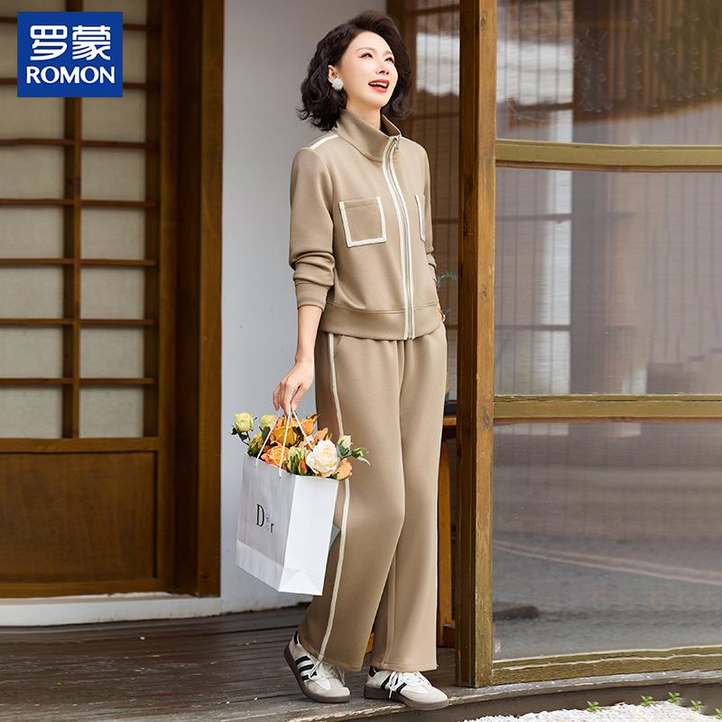 Romon Stylish Mom Autumn Sportswear Set 2026 New Middle-Aged and Elderly Women's Spring and Autumn Casual Sweatshirt Two-Piece Set Romon Stylish Mom Autumn Sportswear Set 2026 New Middle-Aged and Elderly Women's Spring and Autumn Casual Sweatshirt Two-Piece Set