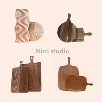 (Kitchen Chopping Board Ornaments) Model House Kitchen Chopping Board Steak Plate Long Handled Plate Wooden Tray Photography Props Ornaments