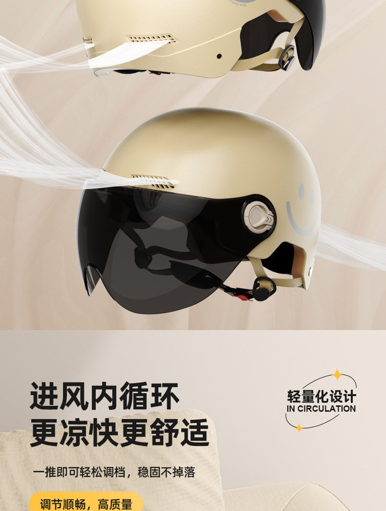 New National Standard C Certified Electric Motorcycle Helmet Unisex Battery Half Helmet Sun Protection Safety Helmet Universal for All Seasons