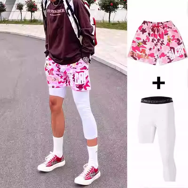 American-Style Basketball Shorts, Trendy Brand, Above-The-Knee, Casual Sports, Summer, with Lining, Fake Two-Piece, Breathable, Quick-Drying Training Pants