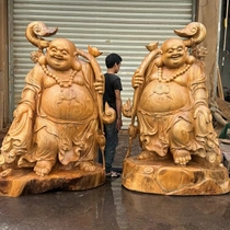 Camphor Thuja Wood Carving Maitreya Guan Gong Guanyin Crafts Home Office Carving Porch Desktop Ornaments Gifts