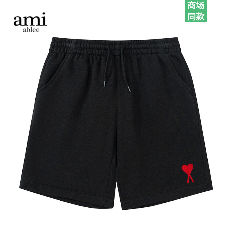 Ami Ablee Official Shorts Women's Summer Sports and Leisure Embroider Versatile Trendy Brand Loose Couple Style Five-Quarter Pants