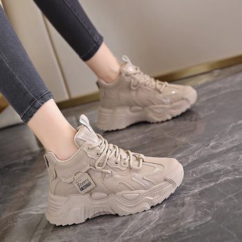 soft sole Soft-Soled Dad Shoes for Women, 2025 Autumn New Popular Style, Fleece-Lined Warm Sneakers, High-Top Thick-Soled Versatile Shoes