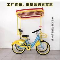 New 22-row four-wheel tandem bicycle for two couples parent-child riding and sightseeing side-by-side rental of one-wheel bicycle