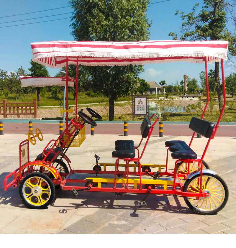 Двухместный / трехместный велосипед 四轮单排双人双亲子自行车多人骑四轮含刹脚踏一体轮情侣两人骑