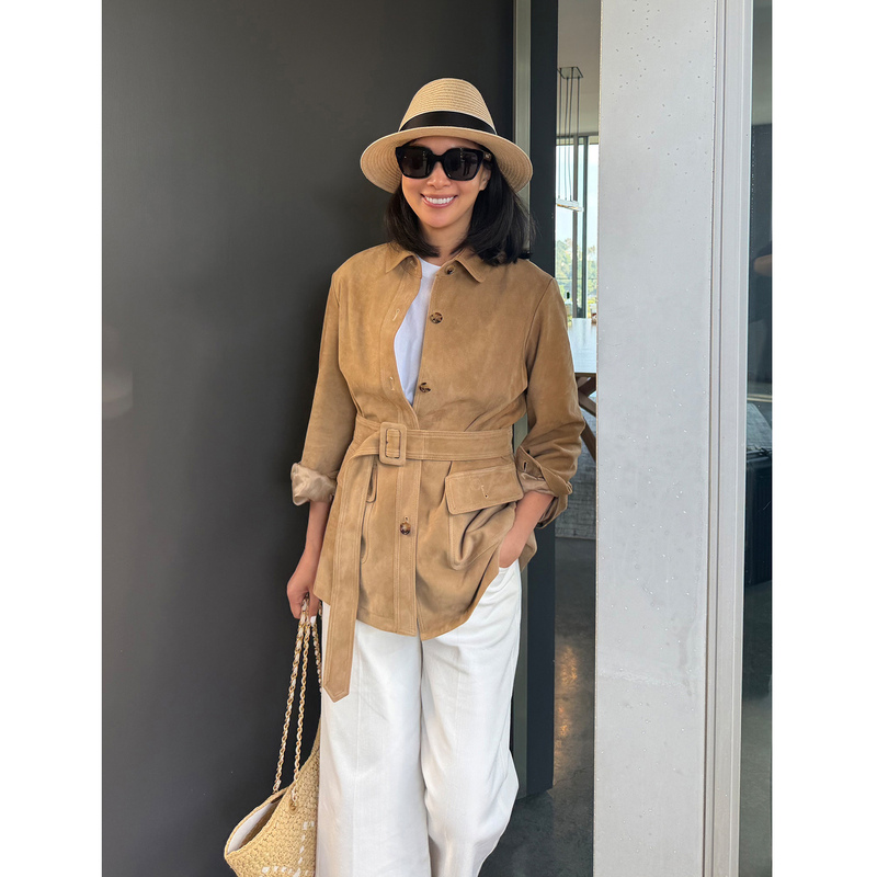 2026 Autumn New High-End Sheep Suede Hunting Style Lace-Up Jacket Casual Waist-Tightening Turn-Down Collar Leather Jacket for Women 2026 Autumn New High-End Sheep Suede Hunting Style Lace-Up Jacket Casual Waist-Tightening Turn-Down Collar Leather Jacket for Women