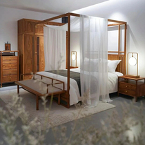 Babu bed new Chinese style canopy bed solid wood double bed pure solid wood bed master bedroom hotel villa B&B ancient style bed