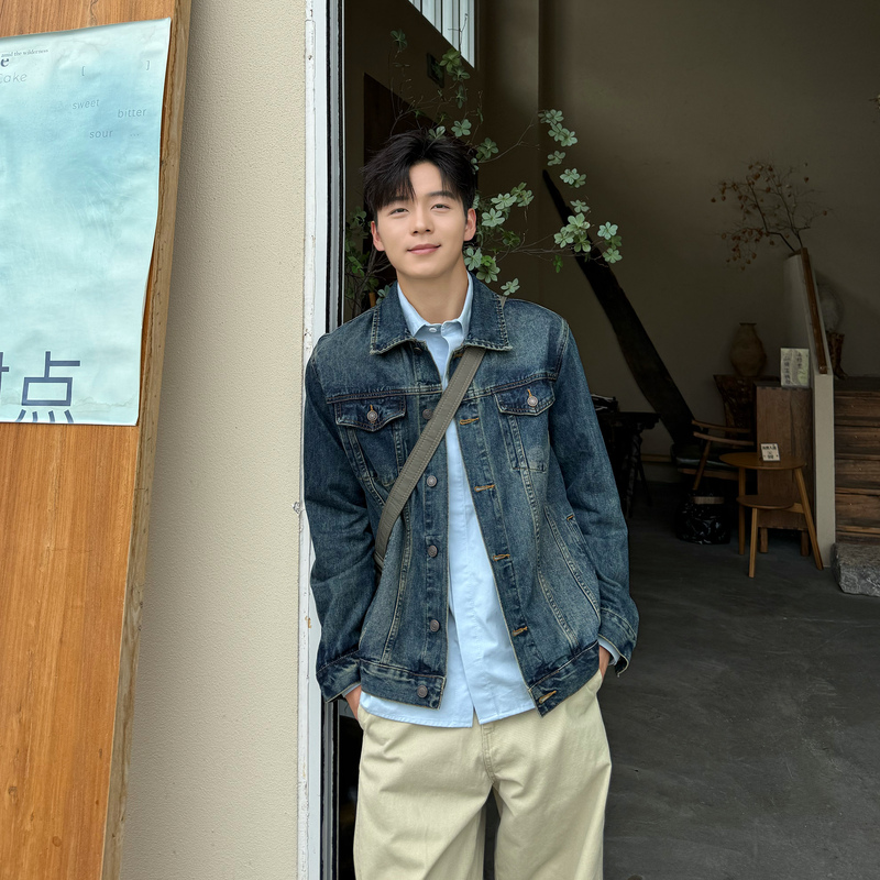 Youthful American Retro Washed Denim Jacket, Oversized Vintage Casual Versatile Top