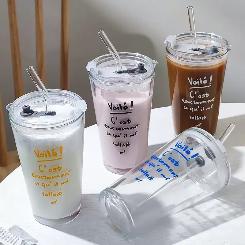 [450ml кофе TEA чашка кружка стеклянная трубочка для напитков дом офис cups]
