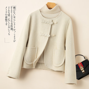 秋冬新款双面羊绒大衣女高端小香风中式国风宽松大衣短款毛呢外套