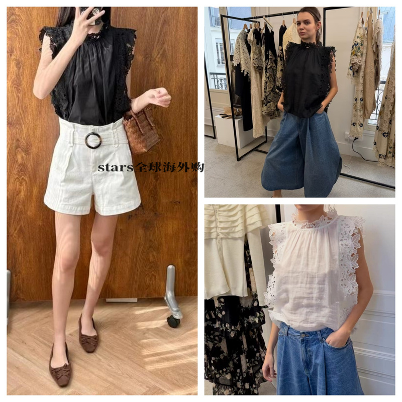 Now! Sea New York26 Spring/Summer New Collection Embroidered Lace Hollow-Out Patchwork Sleeveless Vest Shirt Top Now! Sea New York26 Spring/Summer New Collection Embroidered Lace Hollow-Out Patchwork Sleeveless Vest Shirt Top