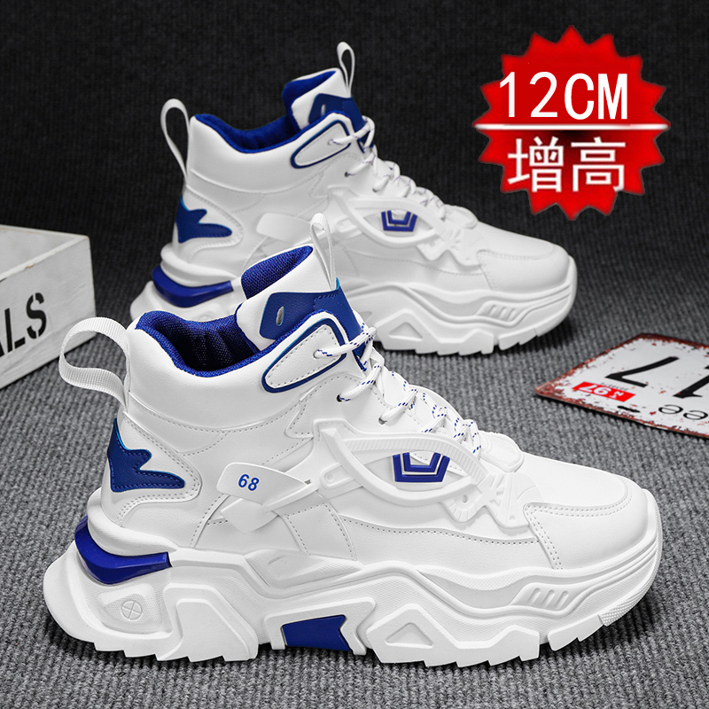 Men's Shoes 2026 New Style White Shoes with 12cm Height Increase, High-Top Sneakers with Thick Soles, Men's Casual Breathable Dad Shoes