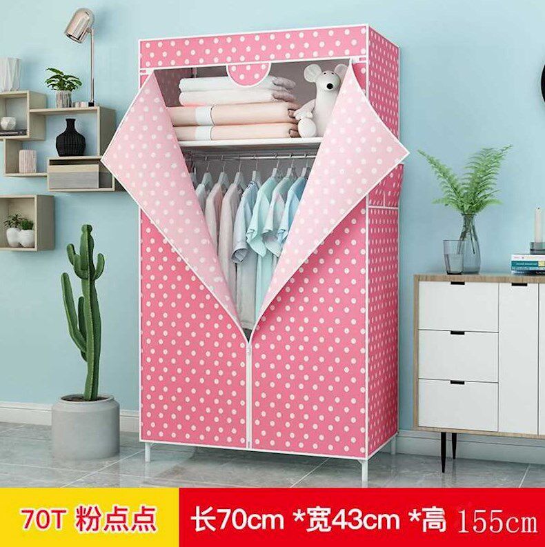 Zipper wardrobe home cloth wardrobe simple modern student dormitory bedroom hanging wardrobe hanger girl fully enclosed