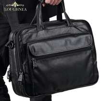 Business Briefcase Mens Handbag Genuine Leather Large Capacity Shoulder Crossbody Bag Cowhide 15-inch Laptop Bag