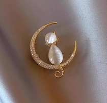 Otters-brand Discount Store Withdrawal Cupboard Clearance Clear Cabin Pick-up Light Extravagant Moon Small Cat Brooch Outlets Female Accessories