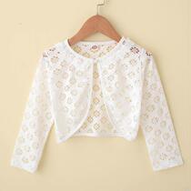 2024 New Girls Small Shawl Jacket Princess Thin Long Sleeve Baby Air Conditioning Shirt Girls Sun Protection Clothes Small Waistcoat Open