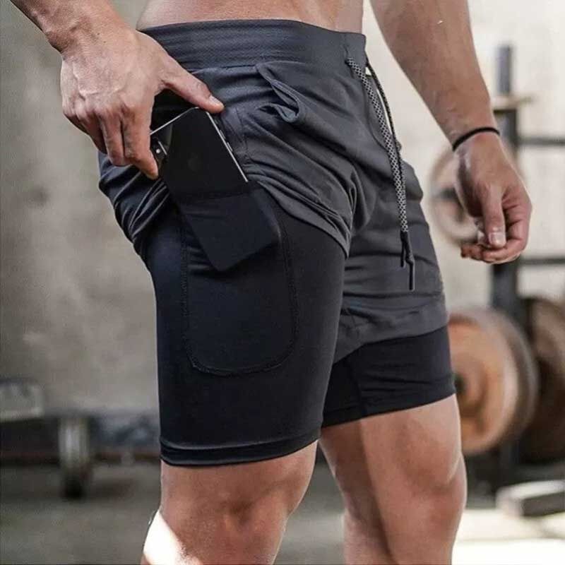 Men's Running Shorts Can Hold a Phone, Sports-Specific, Summer Thin Double-Layer Training Breathable Quick-Drying Elastic Three-Quarter Pants Men's Running Shorts Can Hold a Phone, Sports-Specific, Summer Thin Double-Layer Training Breathable Quick-Drying Elastic Three-Quarter Pants