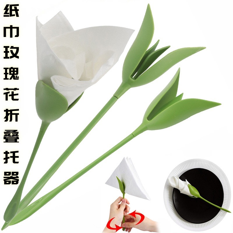 Creative Tissue Paper Rose Flower Folding Tool, Table Floral Decoration, Practical Gadget Napkinholders Creative Tissue Paper Rose Flower Folding Tool, Table Floral Decoration, Practical Gadget Napkinholders