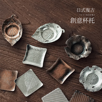 Japanese aluminum alloy coaster copper art tea tray creative heat insulation pad metal cup holder non-slip tea pad kung fu tea set accessories